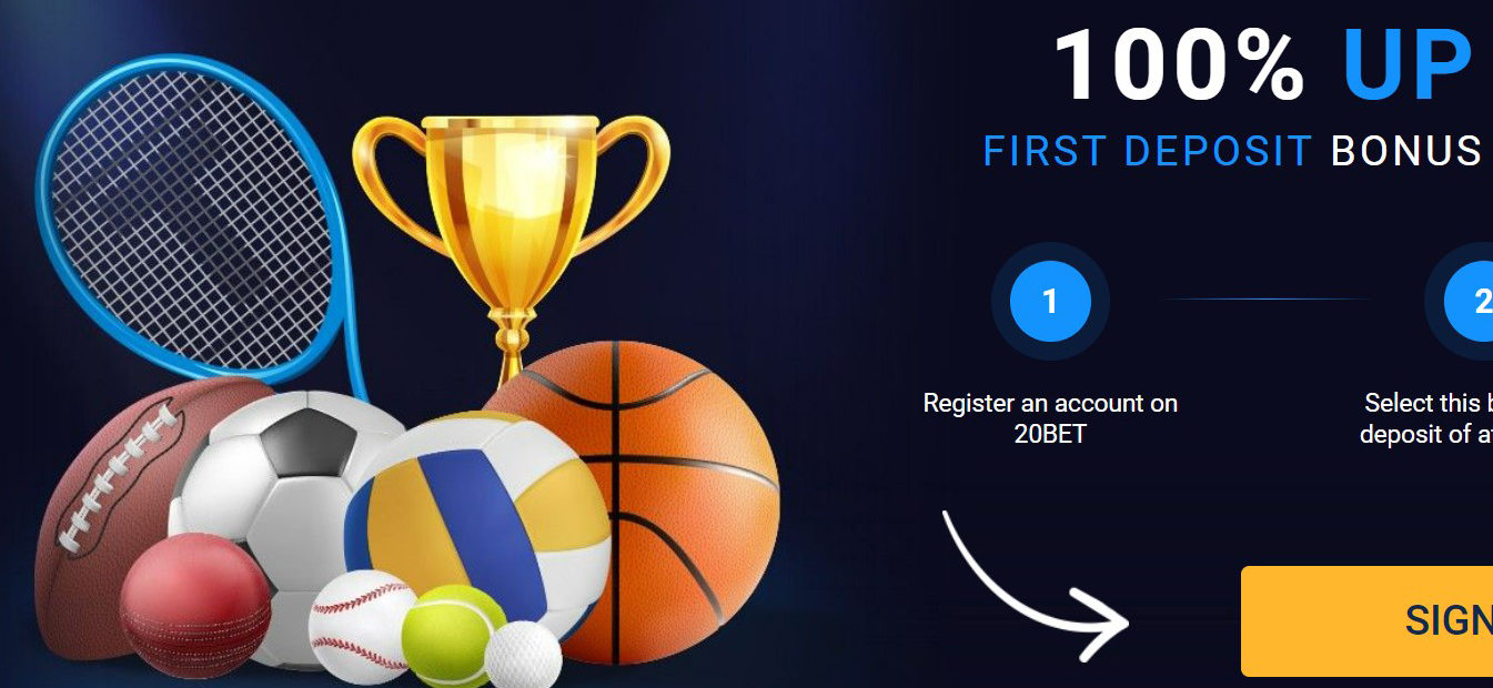 100% up to 100€ first deposit bonus for sports betting by 20Bet bookmaking company!