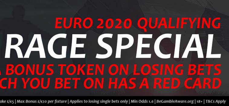 Receive your stake back as a bonus token if there’s a red card in the Euro 2020 qualifying game you bet on with 12 Bet bookmaking company!